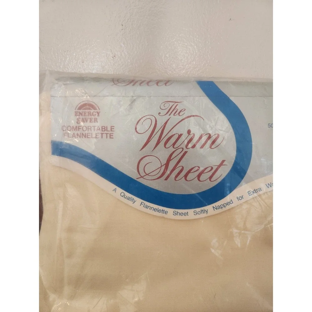 Vintage Bibb The Warm Sheet Flannelette Queen Flat Sheet Off White NOS‎ USA
